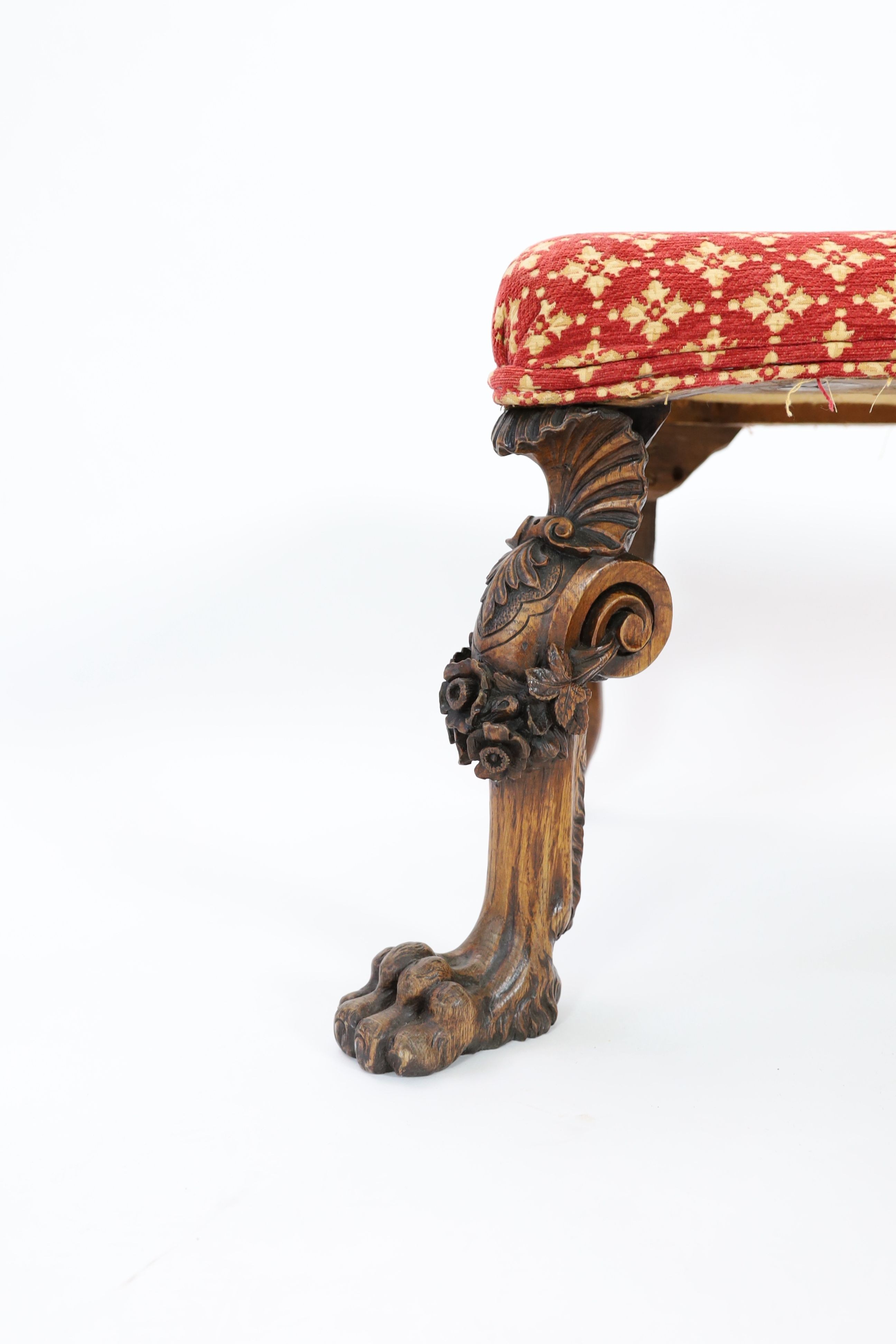 A Victorian long stool, W.146cm D.61cm H.50cm